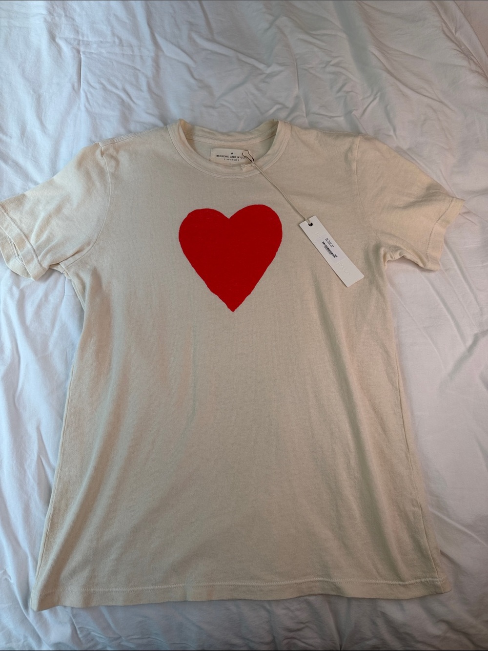 imogene + willie Cream Tee with Red Heart Graphic